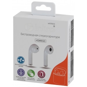 Наушники   Intro HSW650 White Bluetooth-гарнитура белые